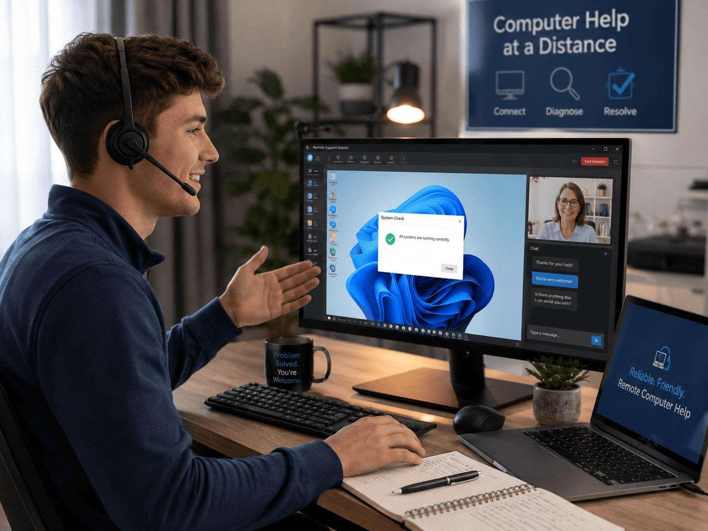 Hulp op afstand voor laptop en computer